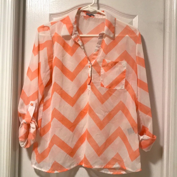 Charlotte Russe Tops - Sheer Chevron Print Blouse